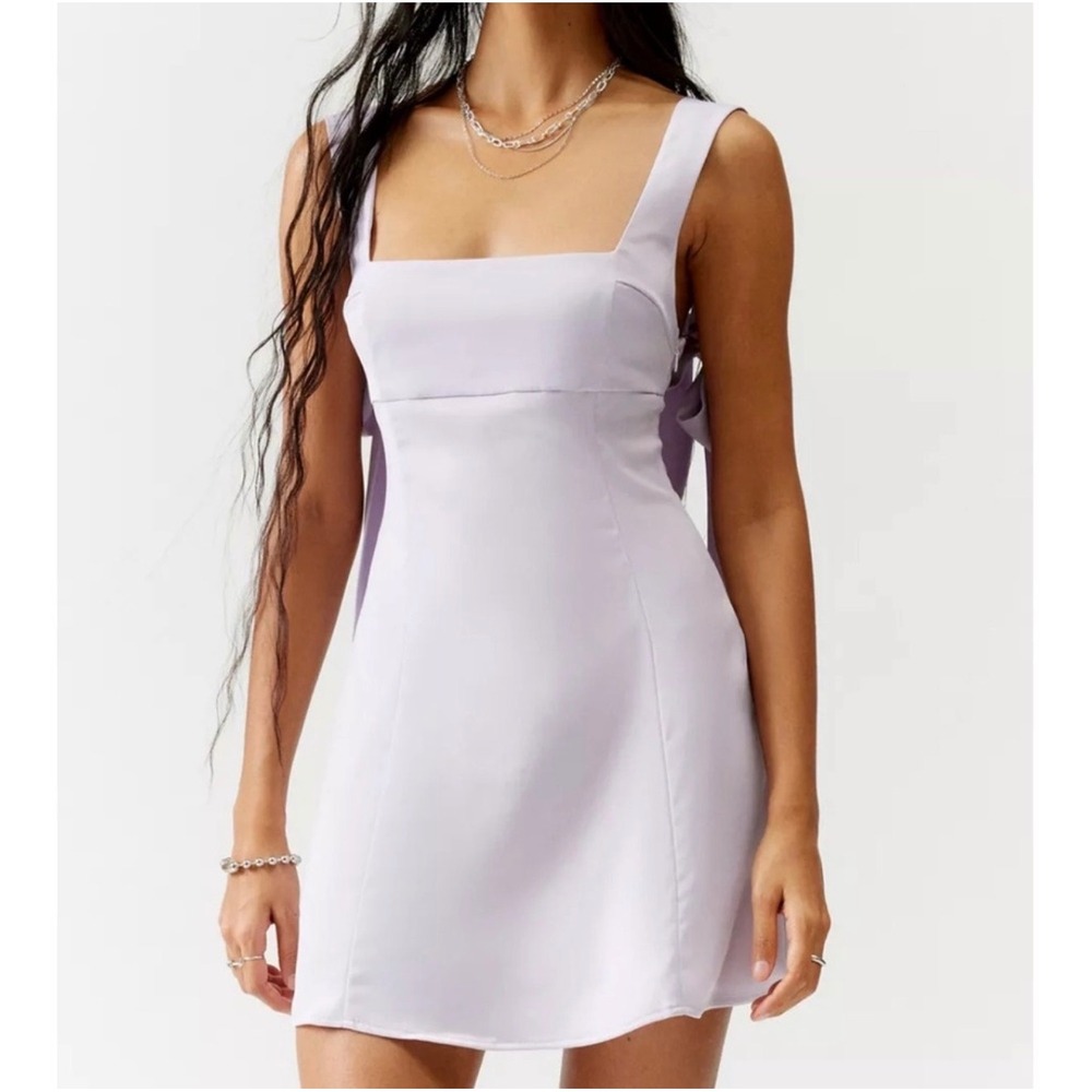 NWT - Urban Outfitters - Lavender Satin Babydoll Double Bow Dress Size Large